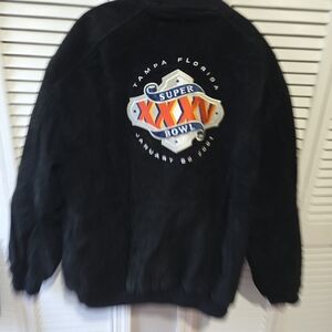 VTG Jeff Hamilton Super Bowl XXXV 35 Jacket 2001 Suede XL Retro Ravens Giants